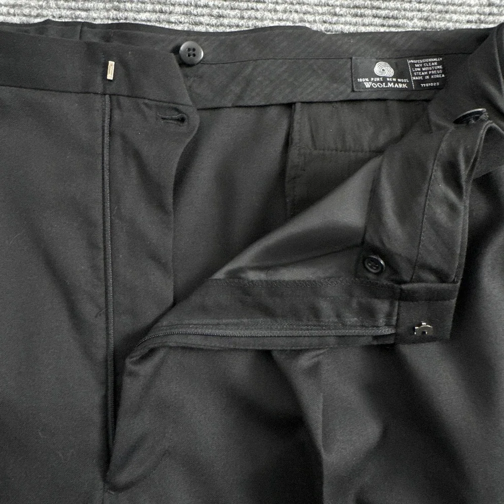 Vintage 90s Cricketeer Mens 52L Portly Tuxedo Black Wool 50 Waist Pants Korea